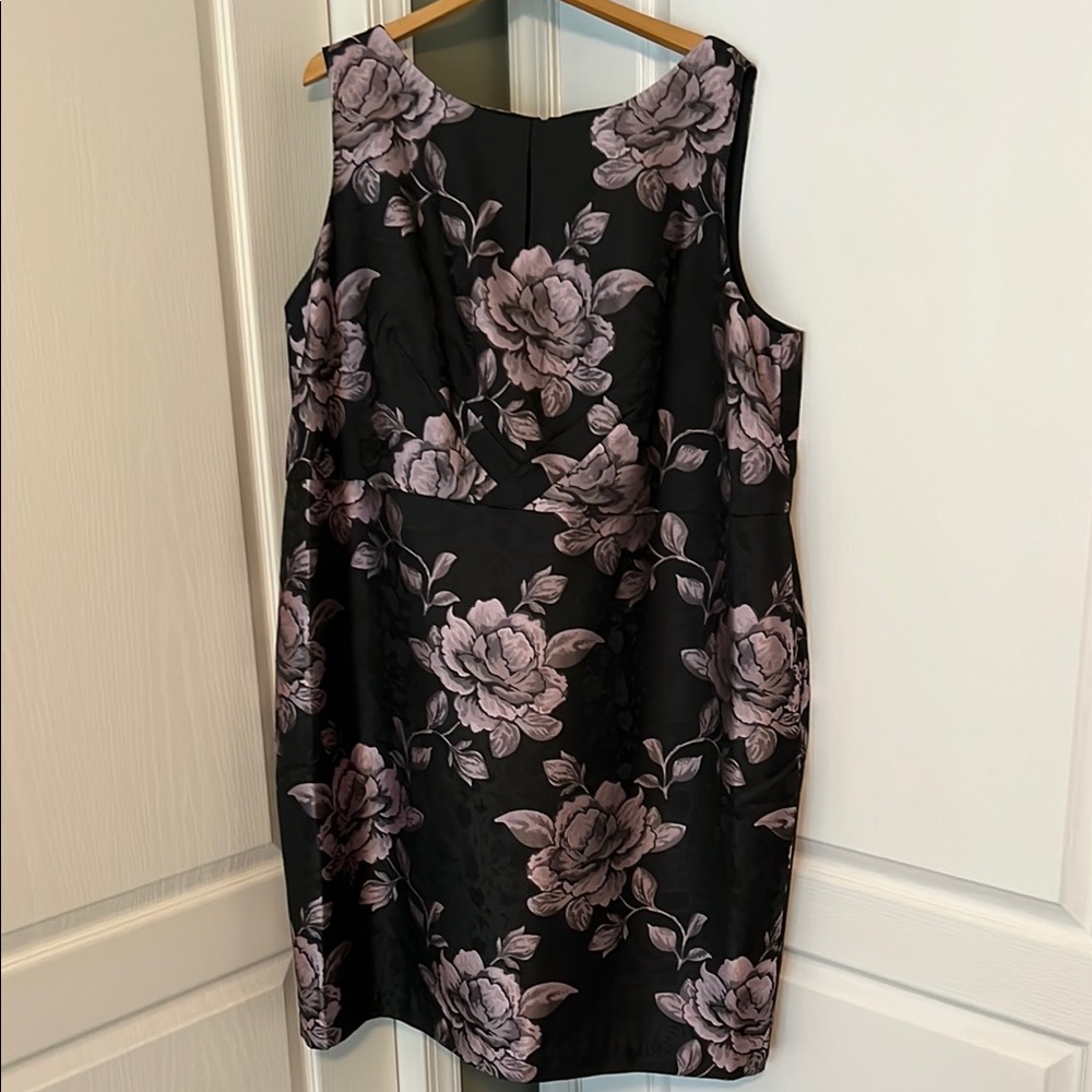 Talbots Elegant Floral Black and Pink Dress 24W NWT